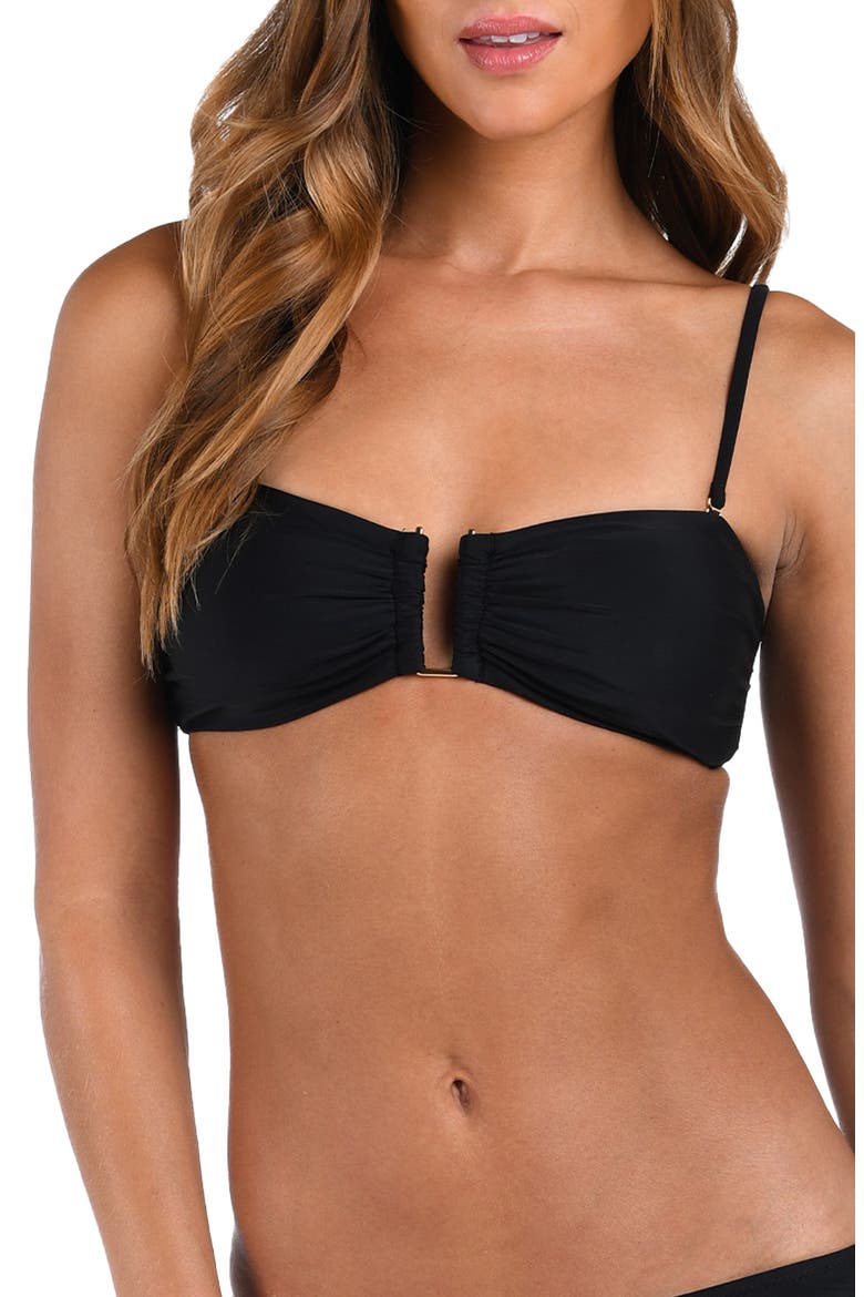 Krysta Bandeau Bikini Top, Main, color, BLACK