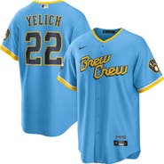 Nike Men's Nike Christian Yelich Powder Blue Milwaukee Brewers City Connect Replica Player Jersey
