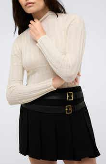 Kenneth Cole Mock Neck Rib Top