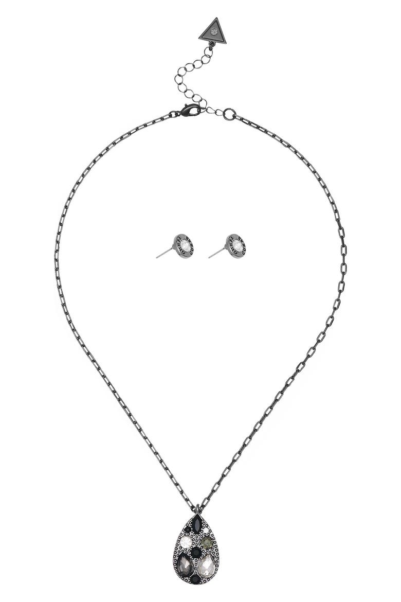 Pendant Necklace & Stud Earrings Set, Alternate, color, SILVER