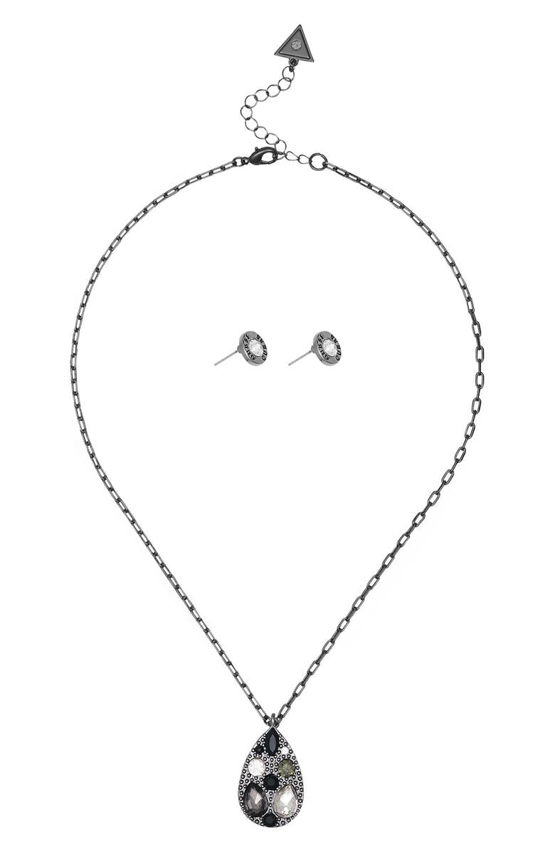 GUESS Pendant Necklace & Stud Earrings Set, Alternate, color, Silver