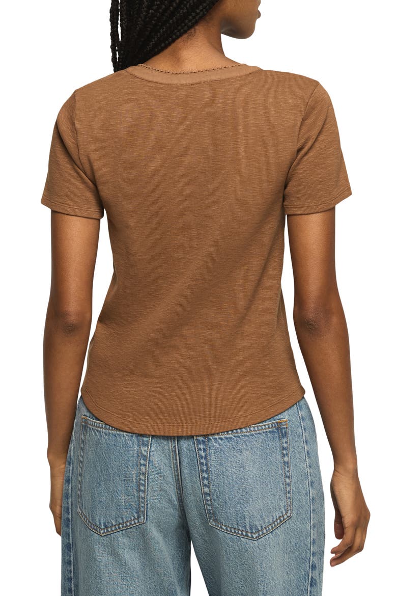 Cutwork Henley Top, Alternate, color, PECAN PIE