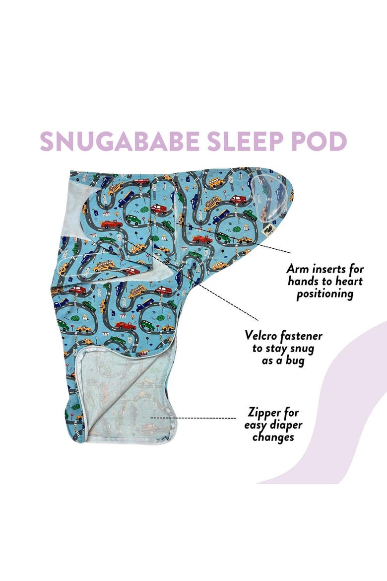Organic Snugababe Swaddle Sleep Pod with Arm Inserts, Alternate, color, Cars
