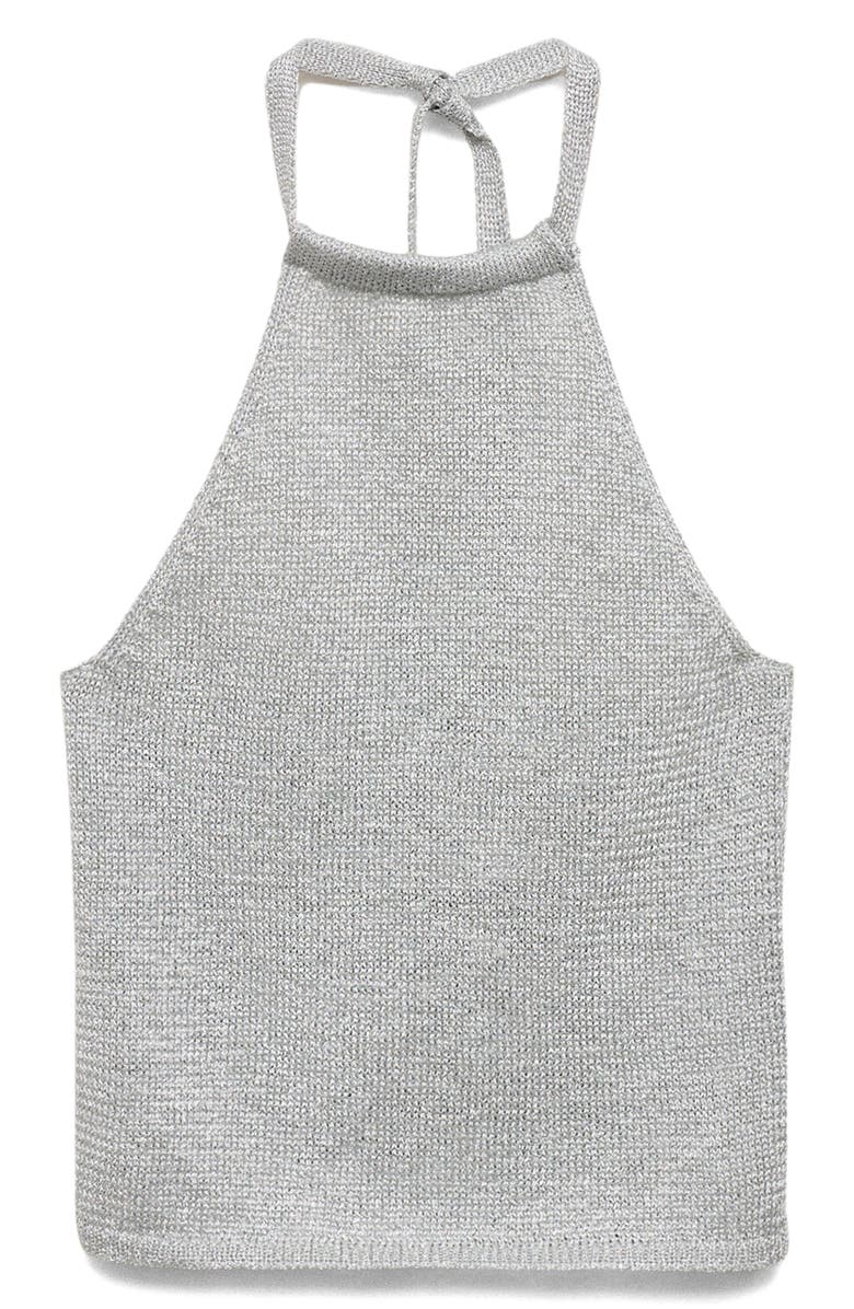 MANGO Metallic Halter Sweater, Main, color, Silver