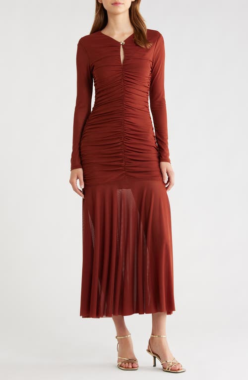 Astr The Label Yasmine Long Sleeve Midi Dress In Brown