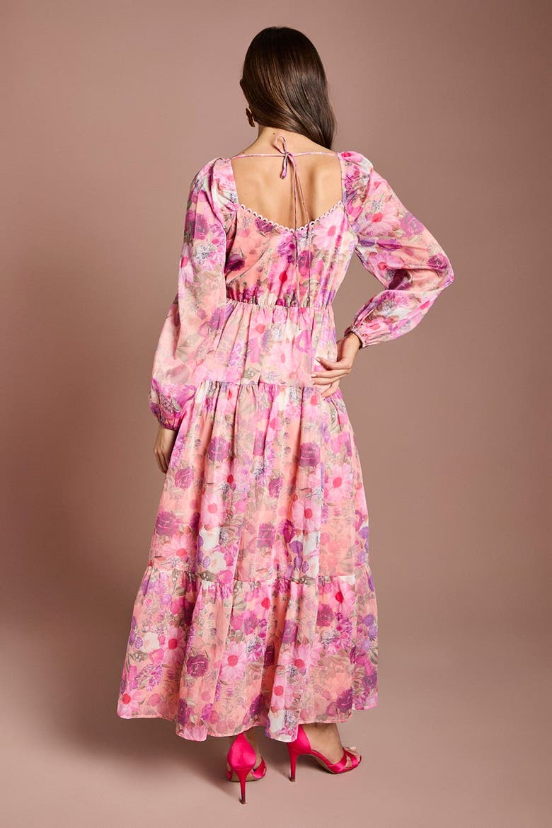 Printed Fit & Flare Maxi Dress, Alternate, color, Pink