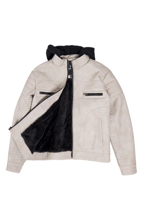 X-ray Xray Kids' Hooded Faux Leather Moto Jacket In Neutral