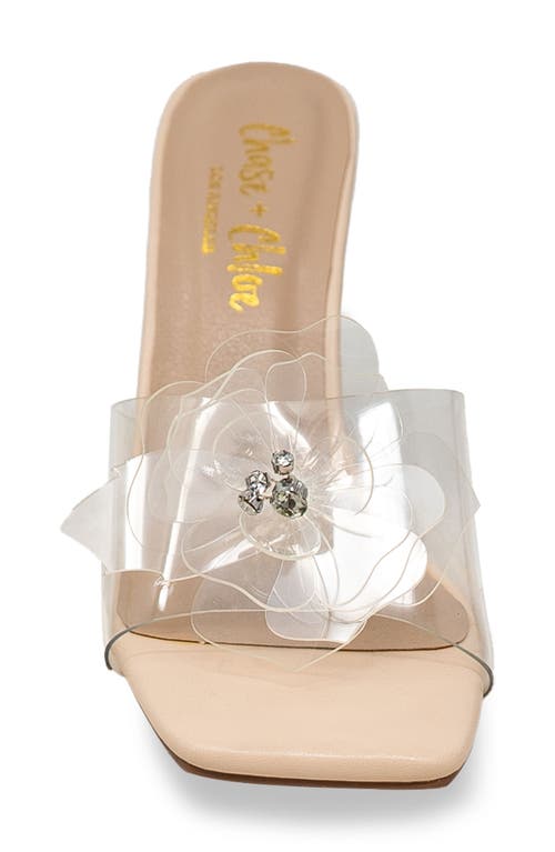 Chase & Chloe Chase And Chloe Maeli Flower Slide Sandal In Beige Clear