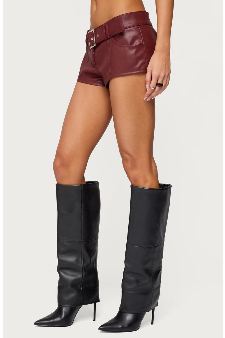 Alba Faux Leather Micro Shorts, Alternate, color, BURGUNDY