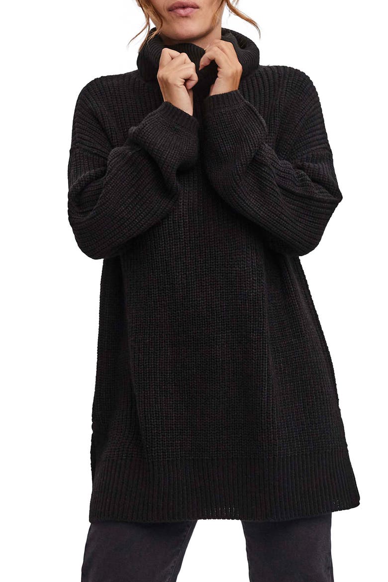 Sayla Cowl Neck Tunic Top, Main, color, BLACK