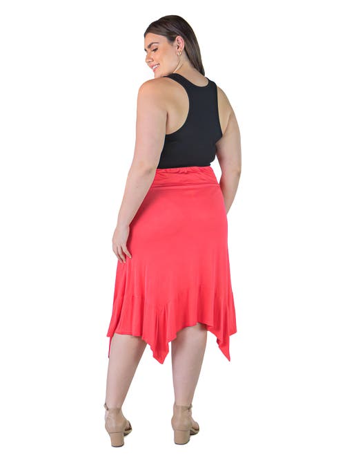 24seven Comfort Apparel Knee Length Elastic Waist Skirt In Orange
