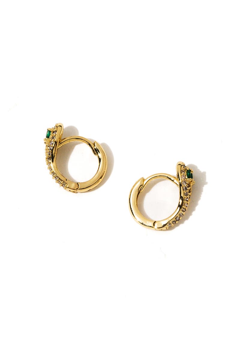 Viper Huggie Hoop Earrings, Alternate, color, GOLD