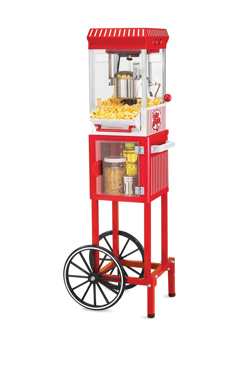 Nostalgia Electrics 48" Vintage Collection Popcorn Cart, Main, color, Red