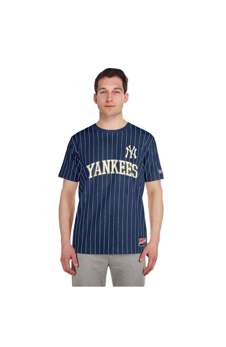 New Era Men's New Era Navy New York Yankees Throwback Pinstripe T-Shirt, Alternate, color,