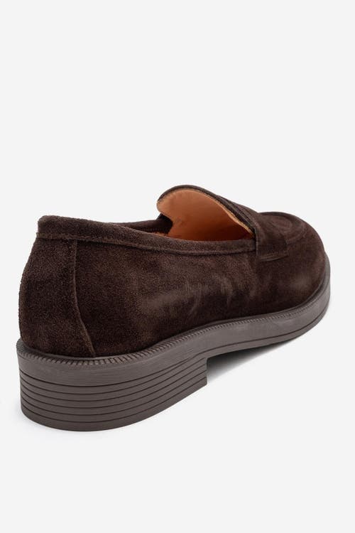 Forever & Always Shoes Bree Platform Penny Leather Loafer In Brown