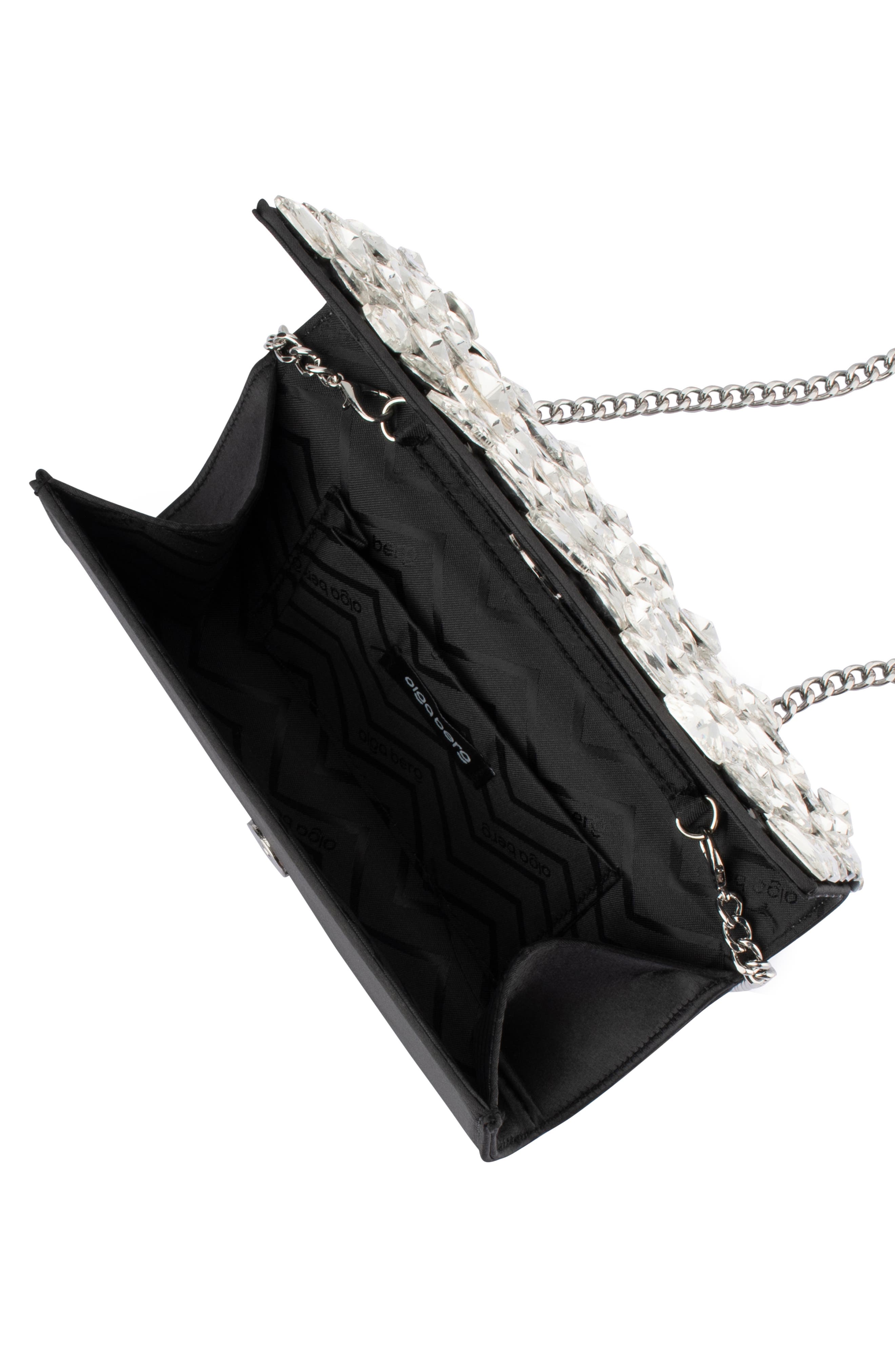 Olga Berg Renata Crystal Encrusted Clutch, Alternate, color, Black