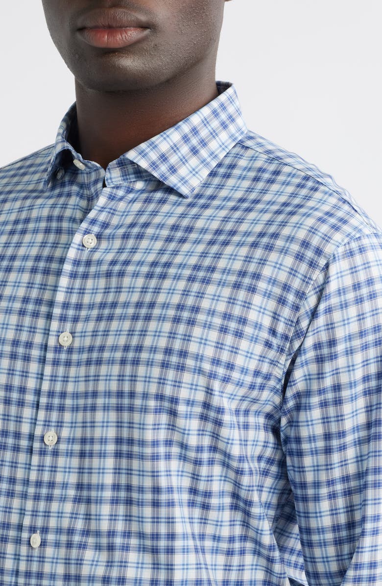 johnnie-O Donovan Plaid Stretch Button-Up Shirt, Alternate, color, Navy