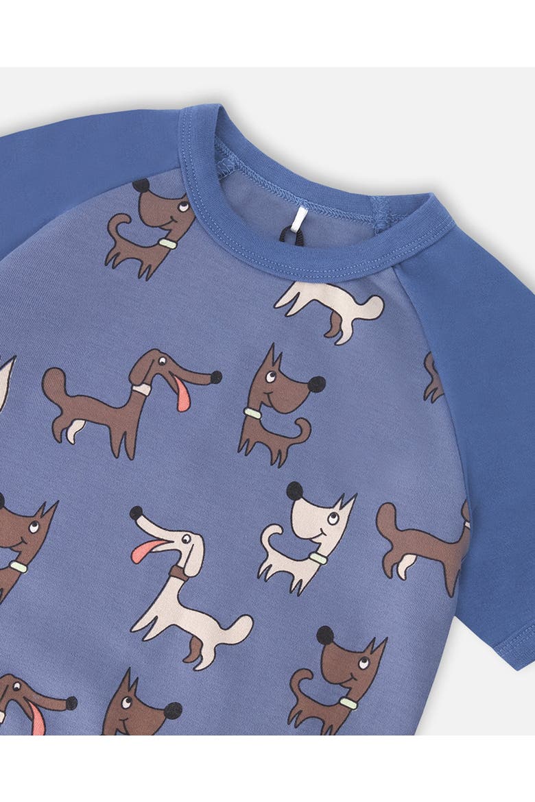 Organic Cotton Dog Print Two-Piece Pyjama Set, Alternate, color, Blue Printed Dogs