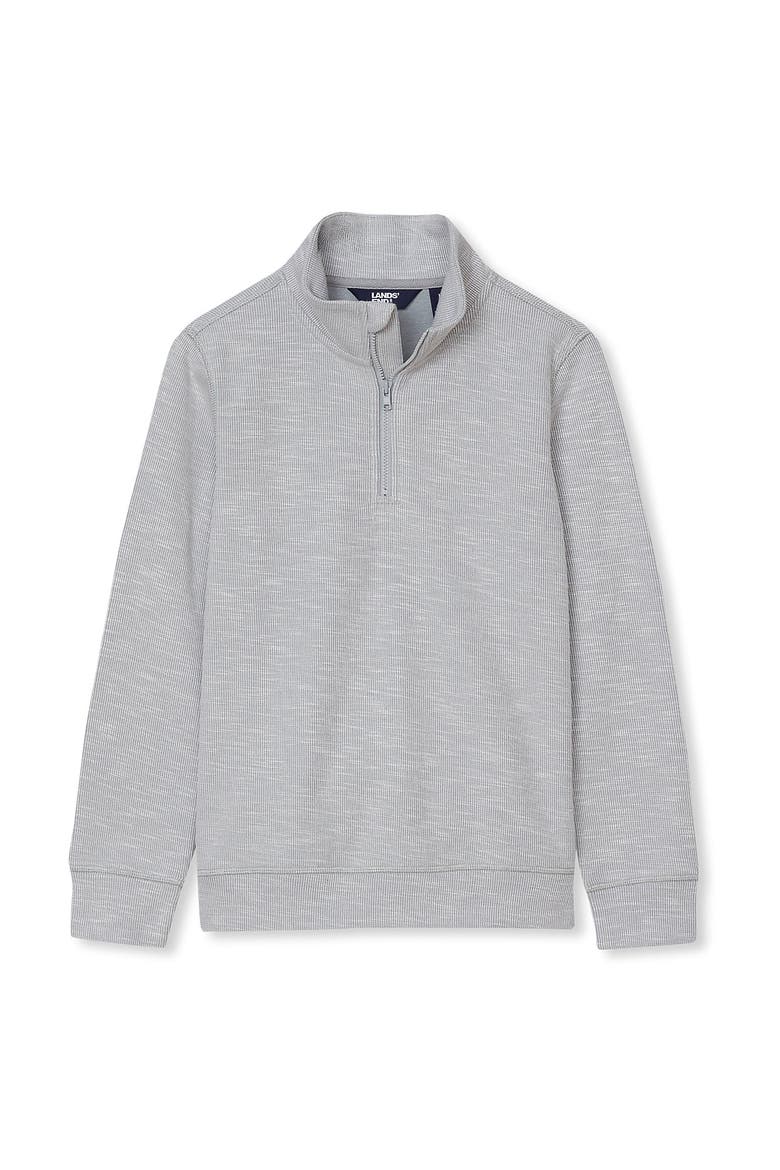 Boys Quarter Zip Slub Sweater, Main, color, Gray Heather