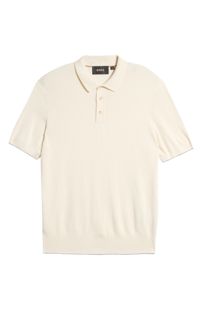 BOSS Camel Darco Rib Silk & Cotton Polo, Main, color, 
