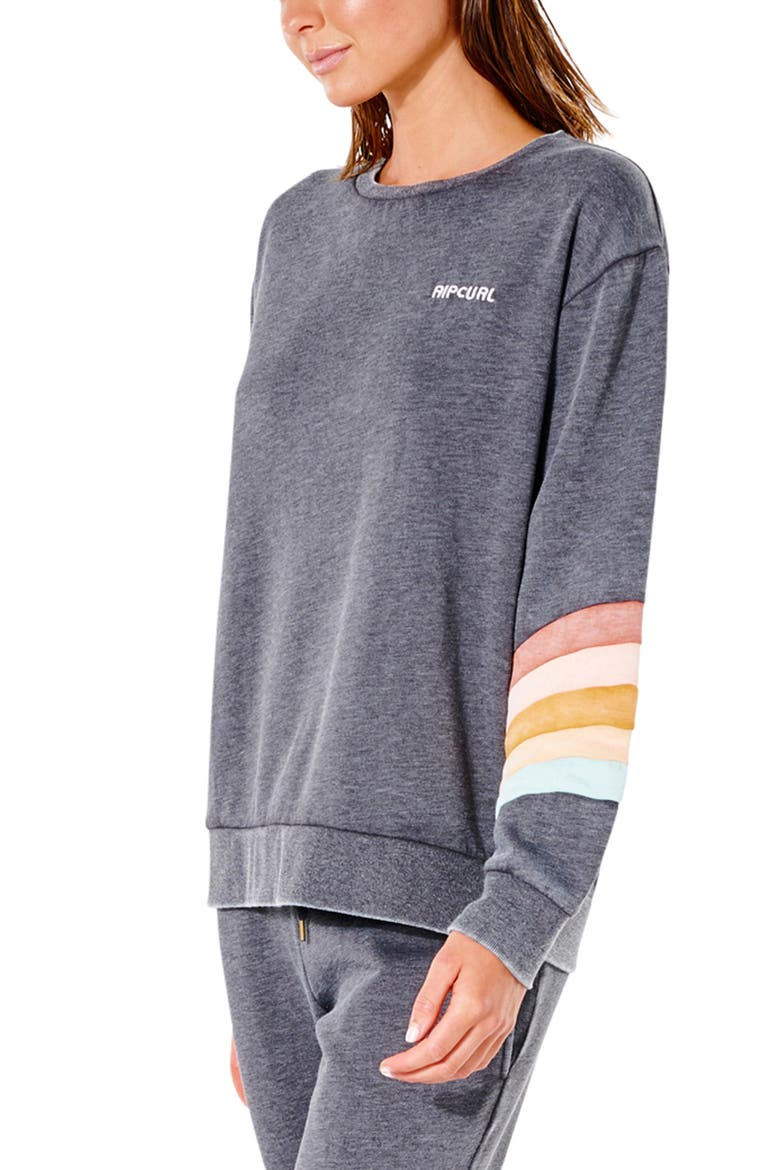 Sunseeker Stripe Sweatshirt, Alternate, color, WASHED BLACK