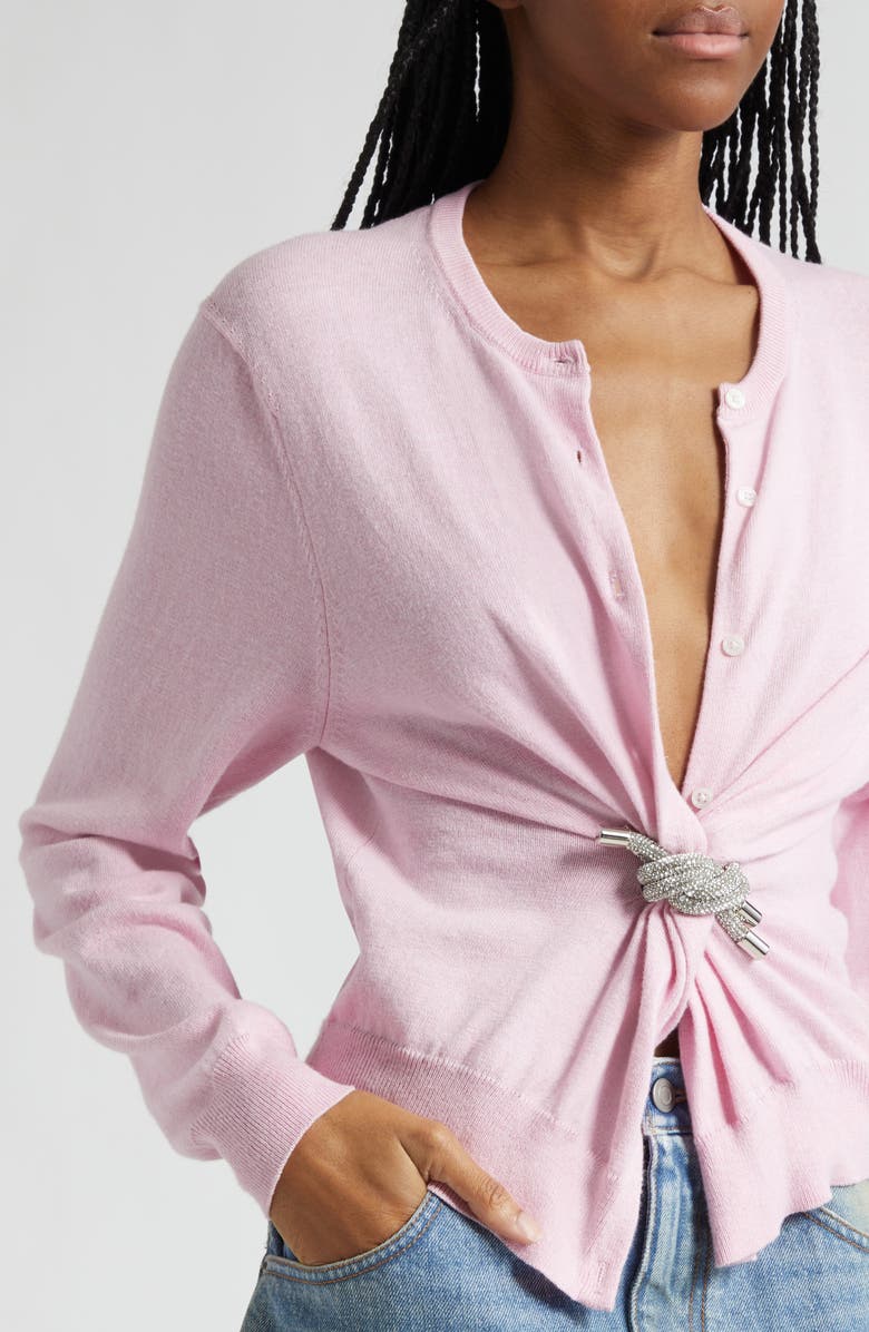 Area Crystal Knot Cotton 
Cashmere Cardigan, Alternate, color, 