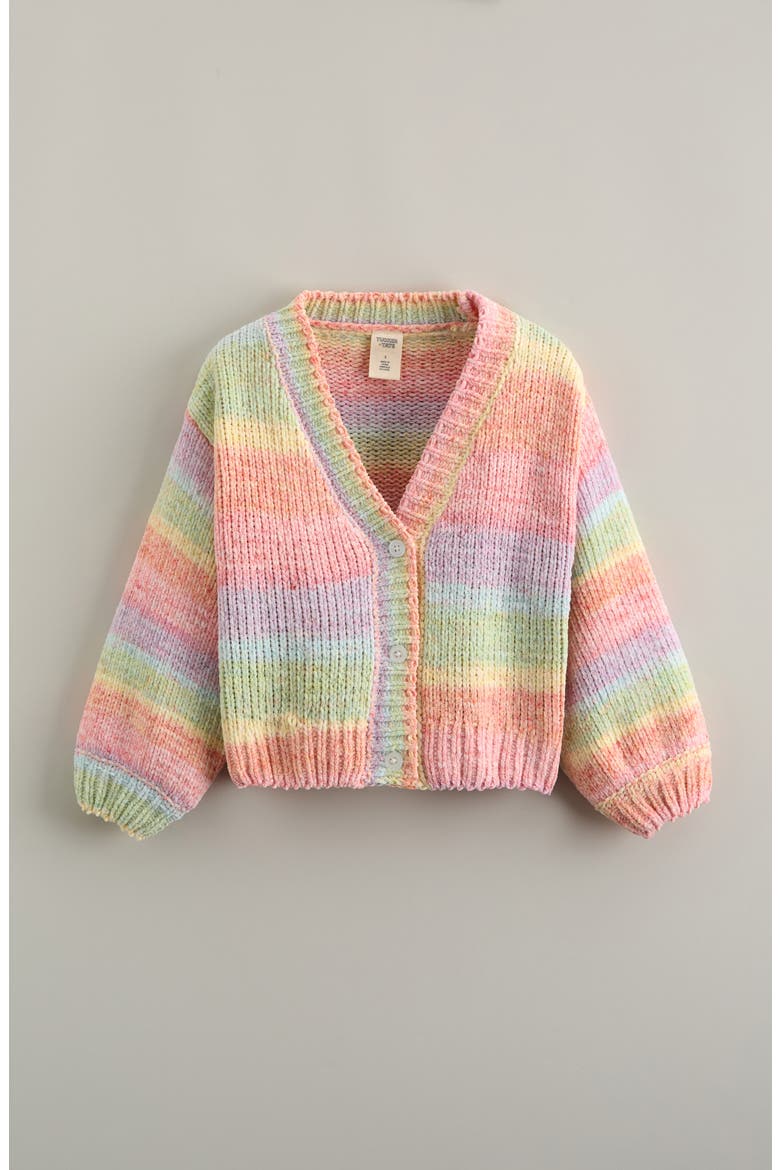 Kids' Rainbow Chenille Cardigan, Main, color, CORAL PARADISE MULTI