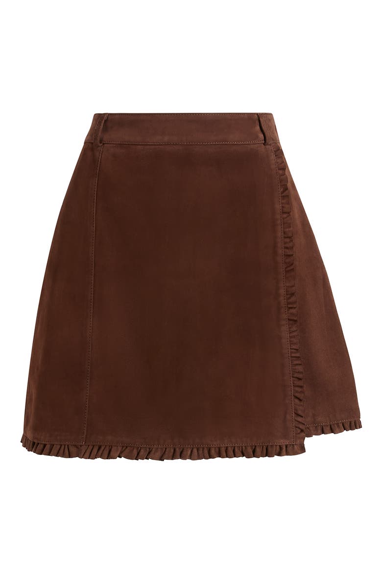 Scotlyn Faux Wrap Miniskirt, Alternate, color, DARK SEPIA