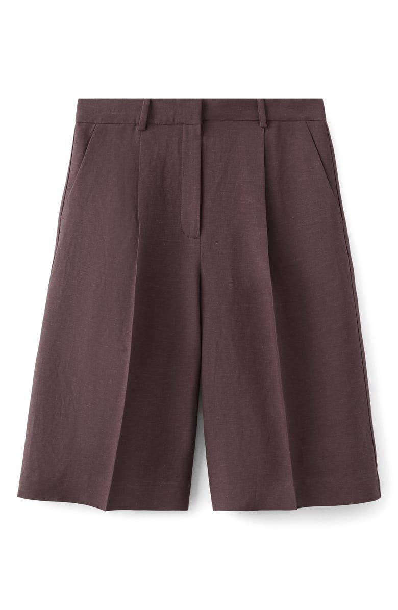 MANGO Argelia Pleated Bermuda shorts, Main, color, Purple