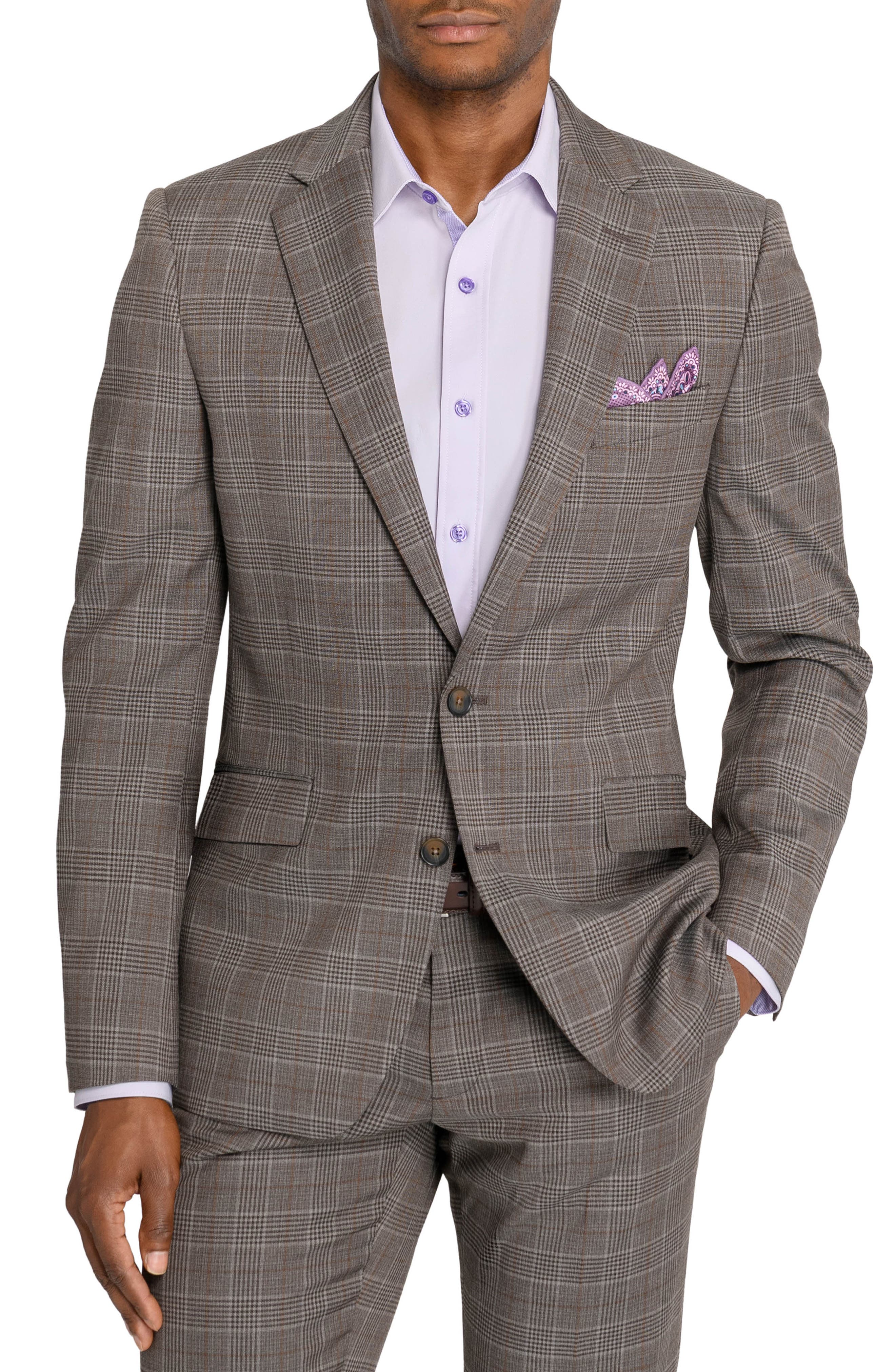 Slim Fit Plaid Suit Jacket