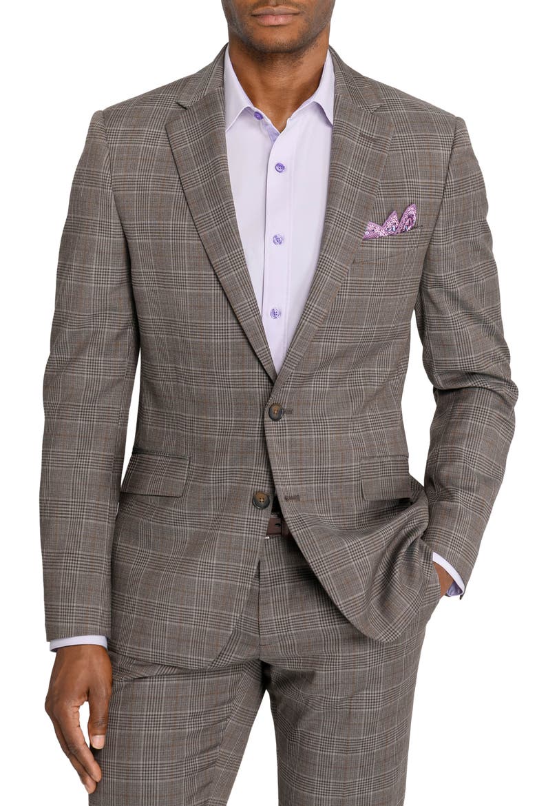 Slim Fit Plaid Suit Jacket, Main, color, TAUPE