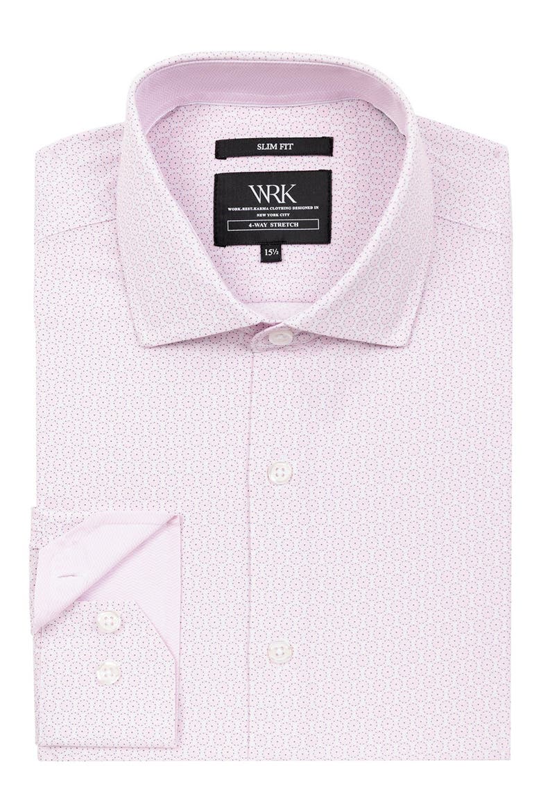 Circle Geo Performance Dress Shirt, Alternate, color, WHITE/ PINK