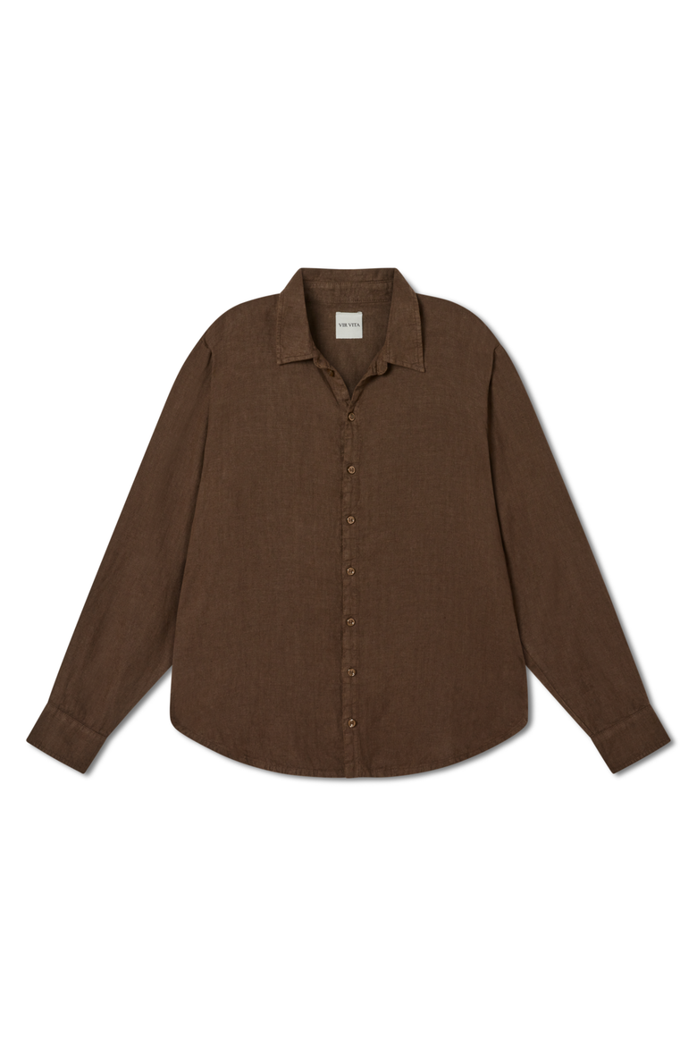 Cecile Oversized Linen Shirt, Main, color, CHESNUT