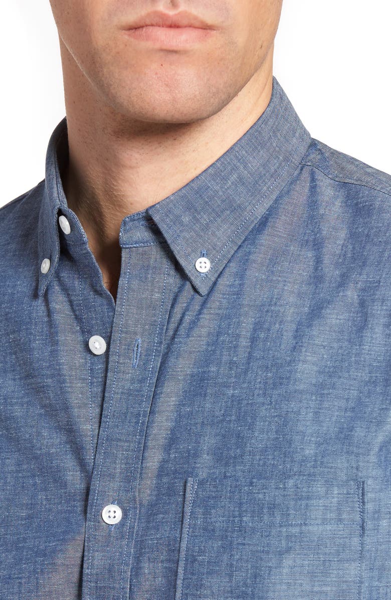 NORDSTROM MEN'S SHOP Slim Fit Chambray Sport Shirt, Alternate, color, 
