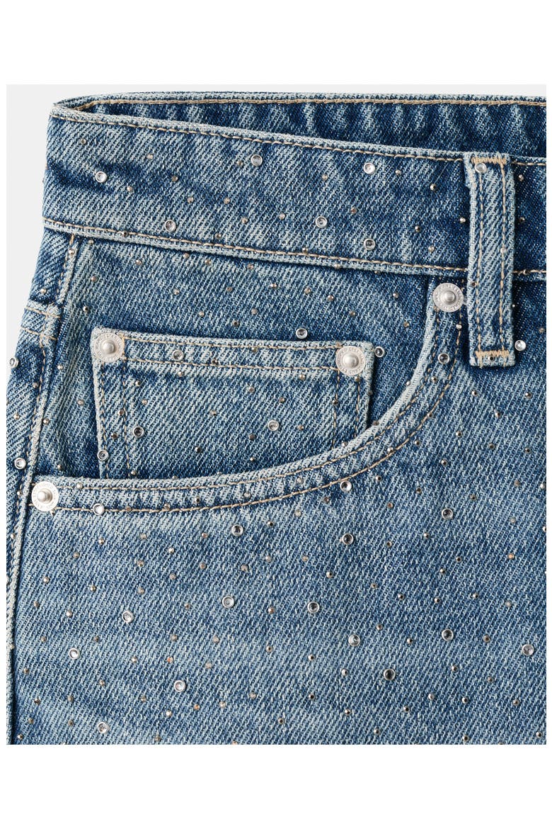 Rhinestone Denim Miniskirt, Alternate, color, MEDIUM BLUE