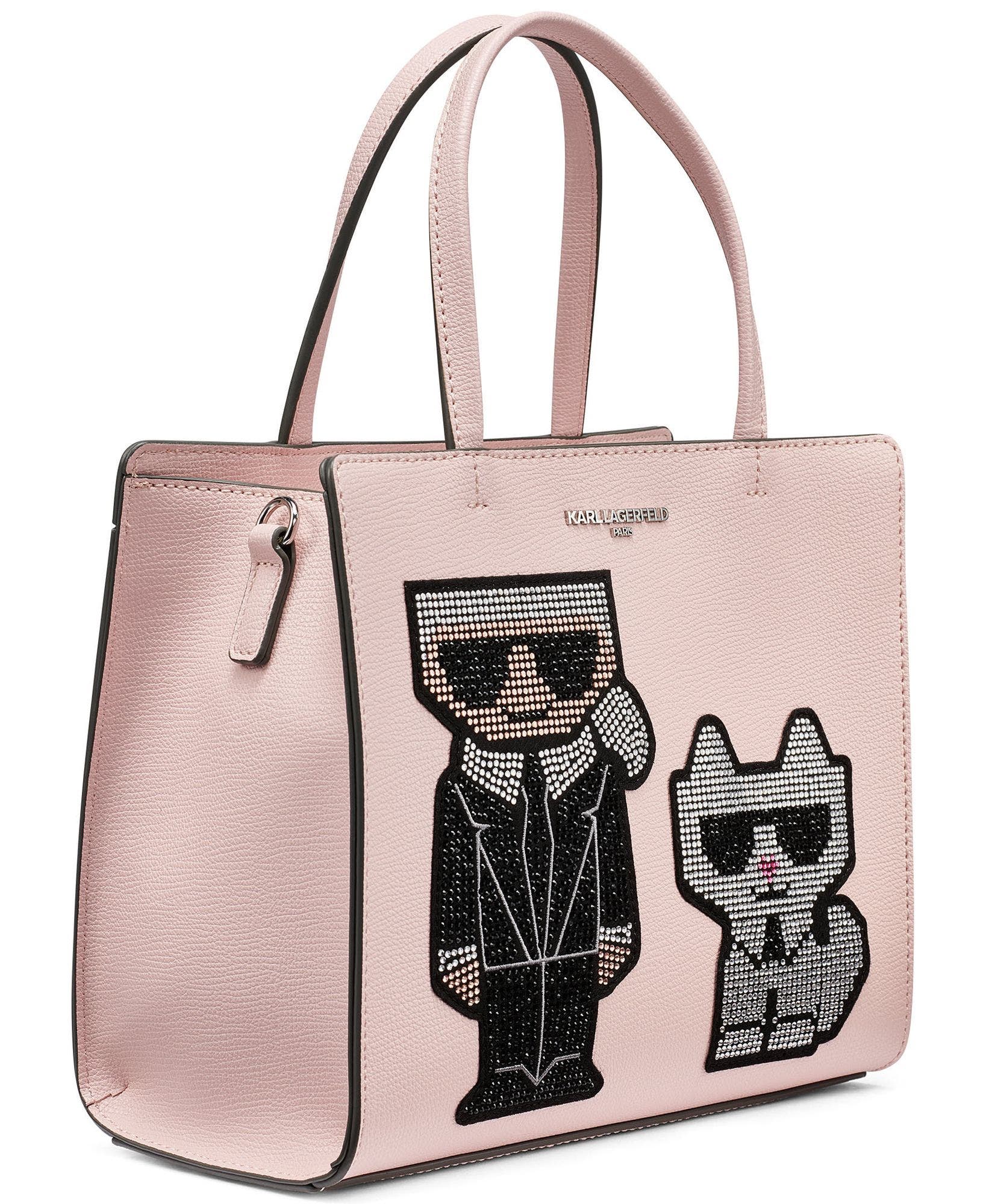 Maybelle Standing Karl and Choupette Satchel with Stones, Alternate, color, Lotus