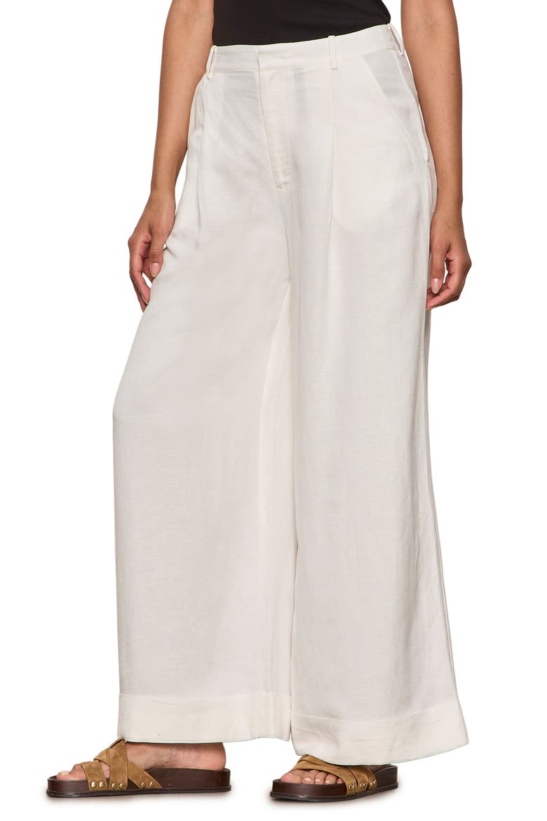 Terrace Linen Blend Wide Leg Pants, Alternate, color, CHALK WHITE