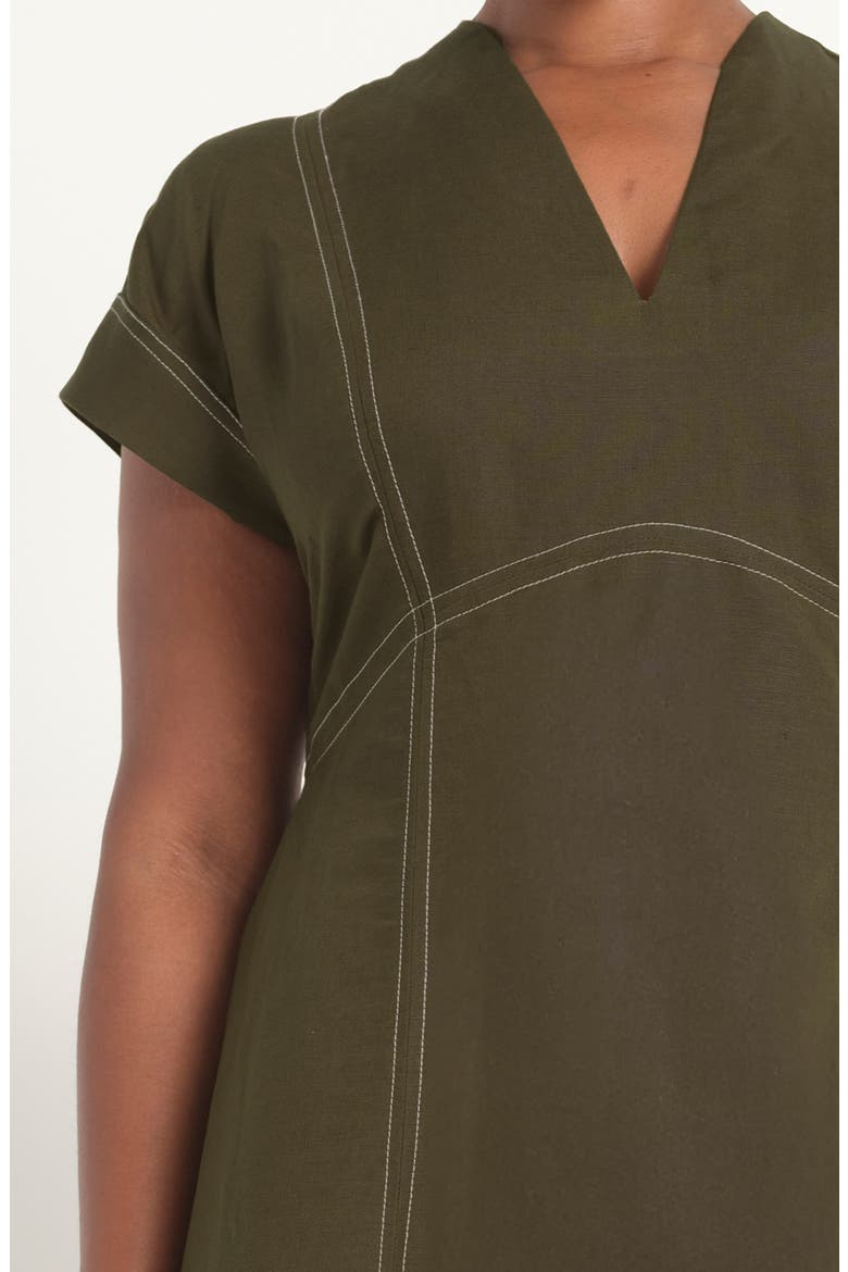 Arden Linen Blend Empire Waist Dress, Alternate, color, OLIVE