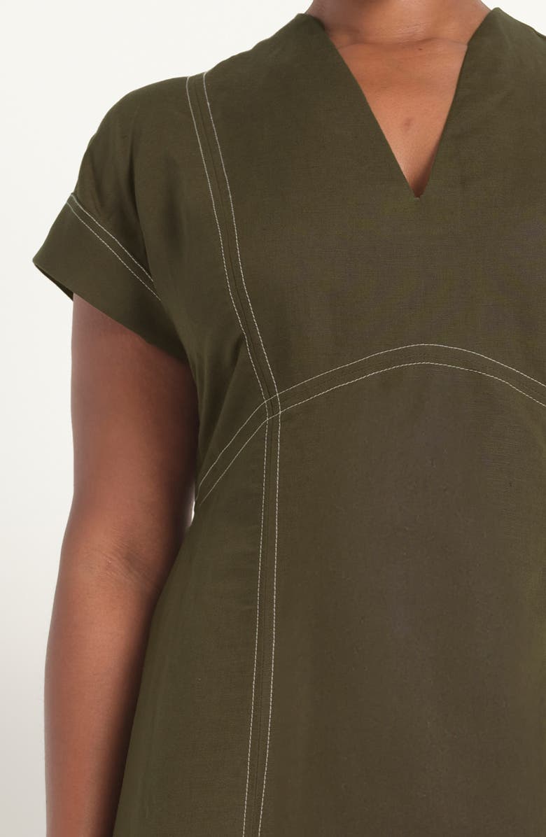 Estelle Arden Linen Blend Empire Waist Dress, Alternate, color, Olive