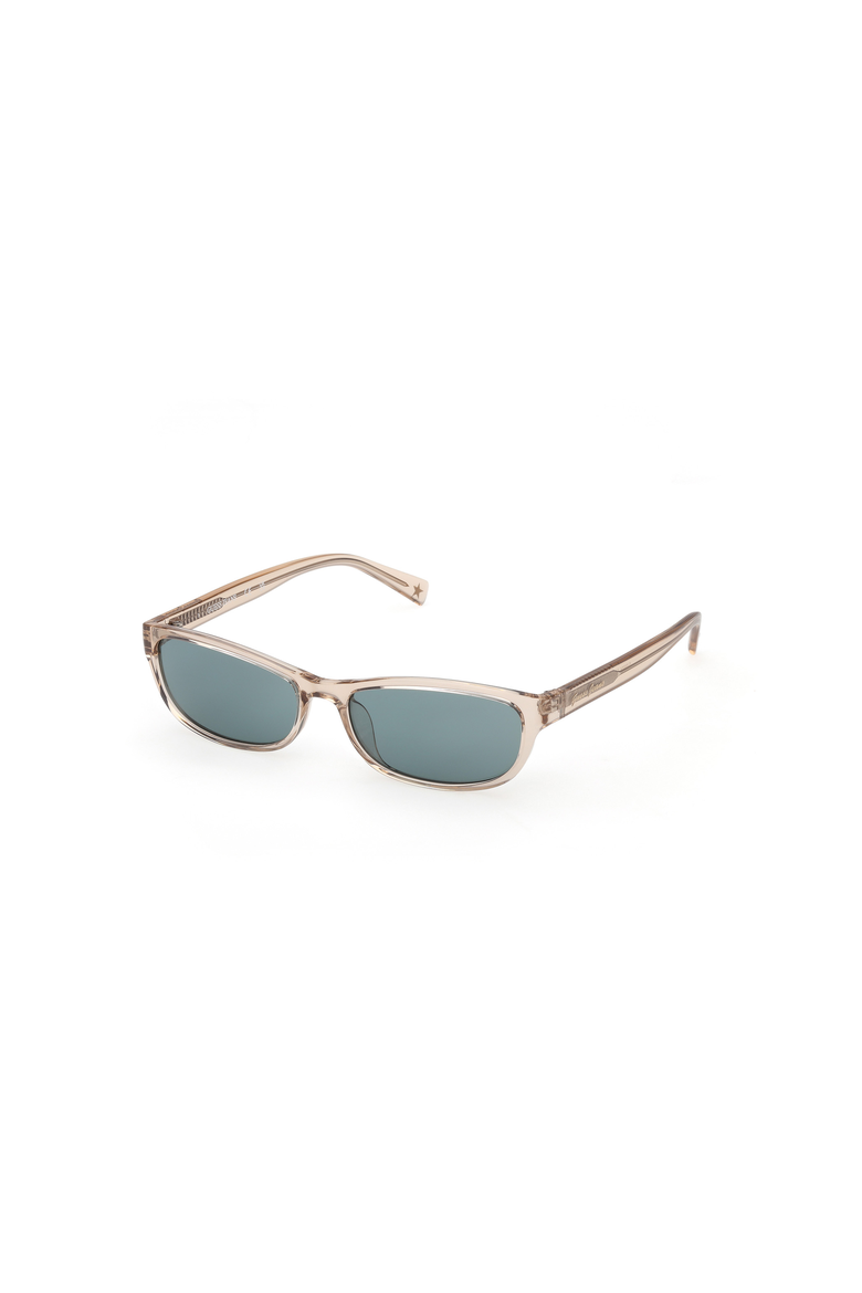 Slim Oval Acetate Sunglasses, Main, color, Shiny Beige / Green