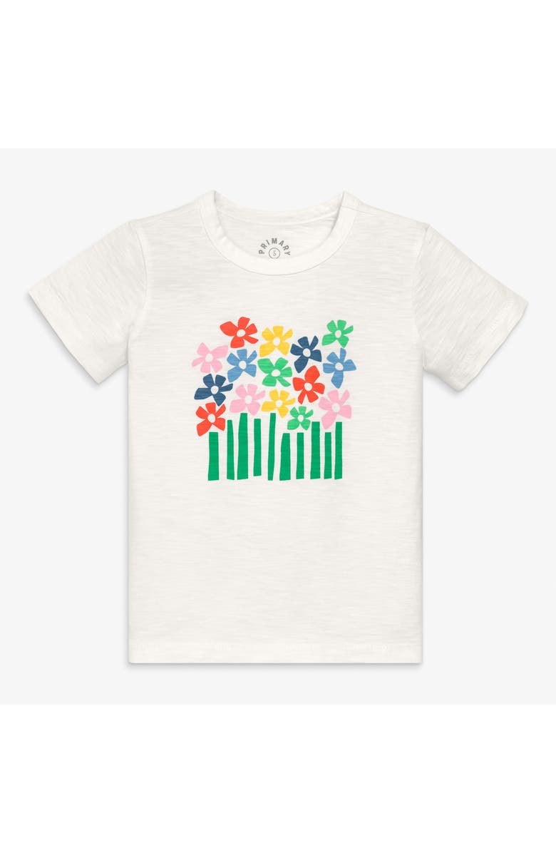 Primary Kids Flower Garden Tee, Main, color, Ivory Rainbow Garden