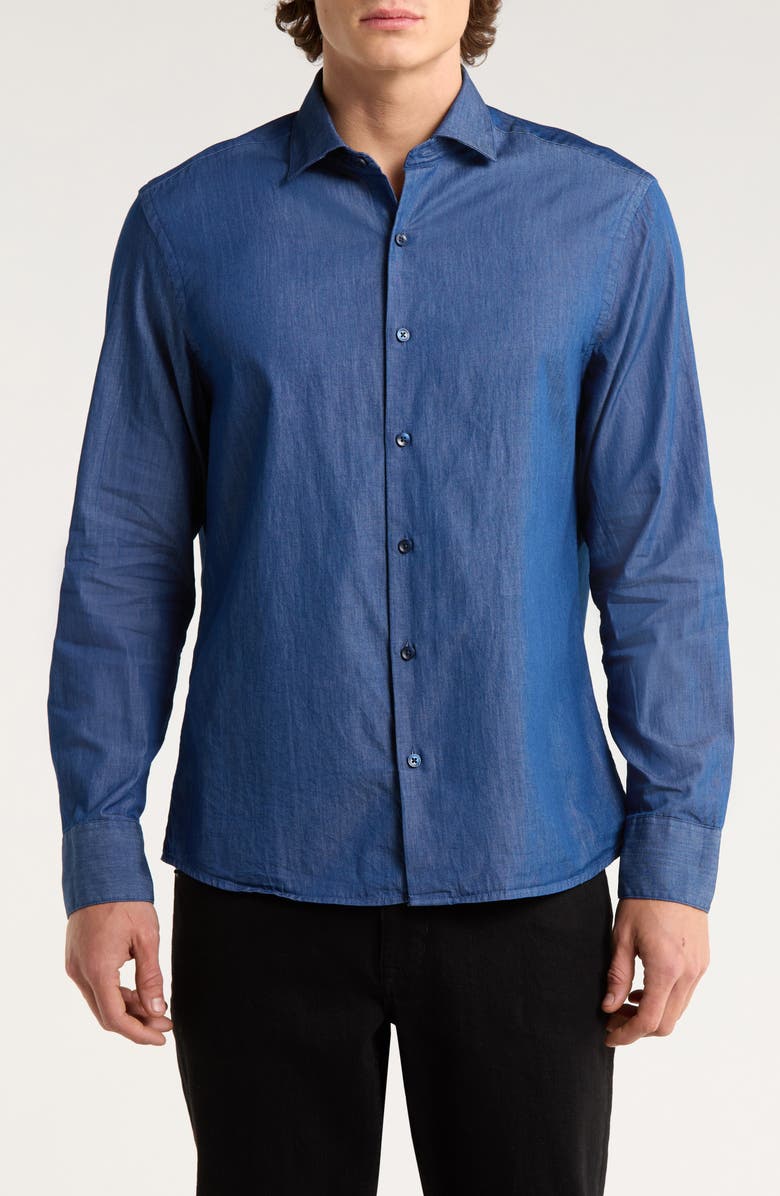 Robert Barakett Grantley Long Sleeve Denim Button-Up Shirt, Main, color, Navy