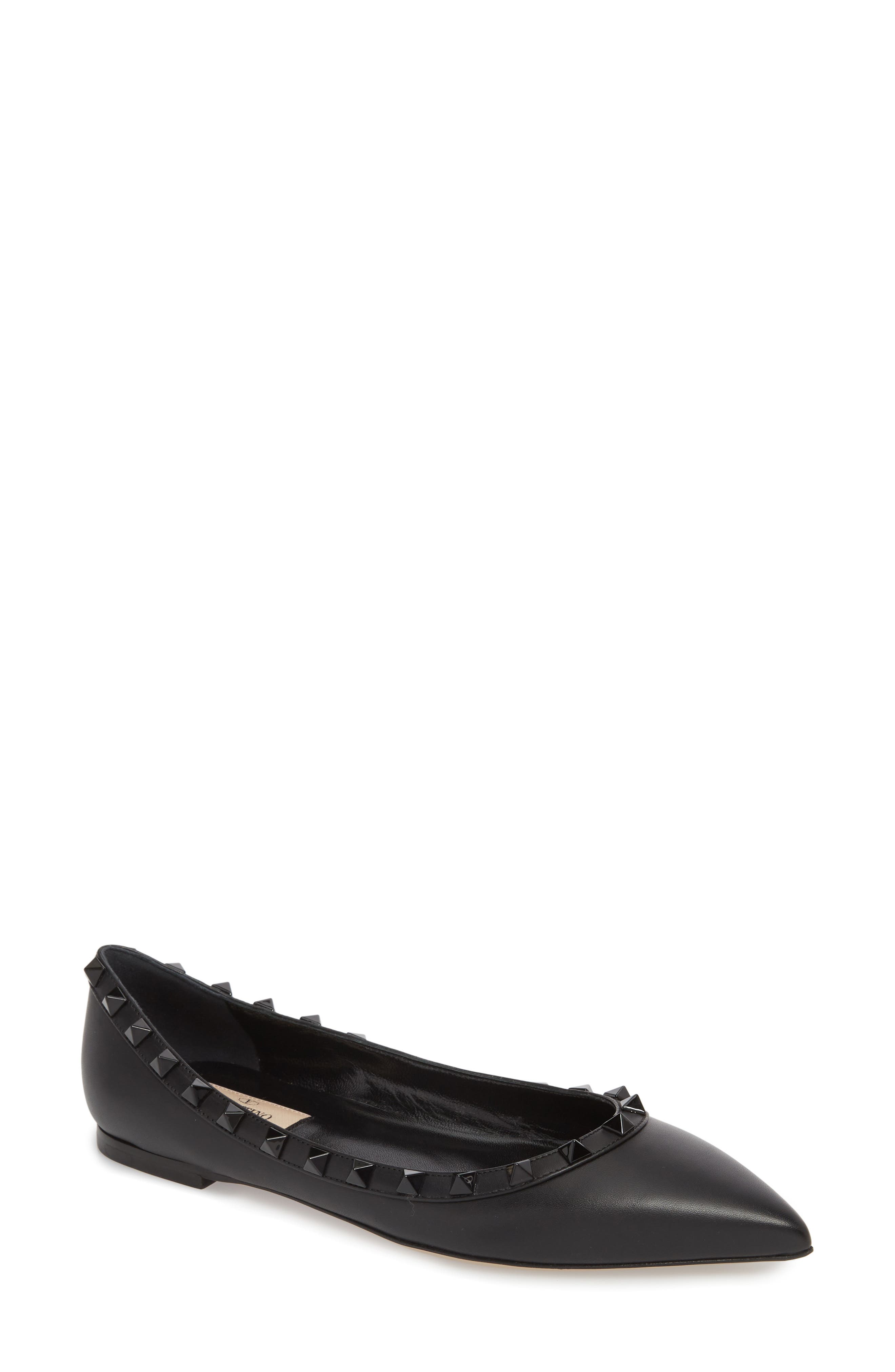 Valentino Garavani Rockstud Ballerina Flat, Main, color, 