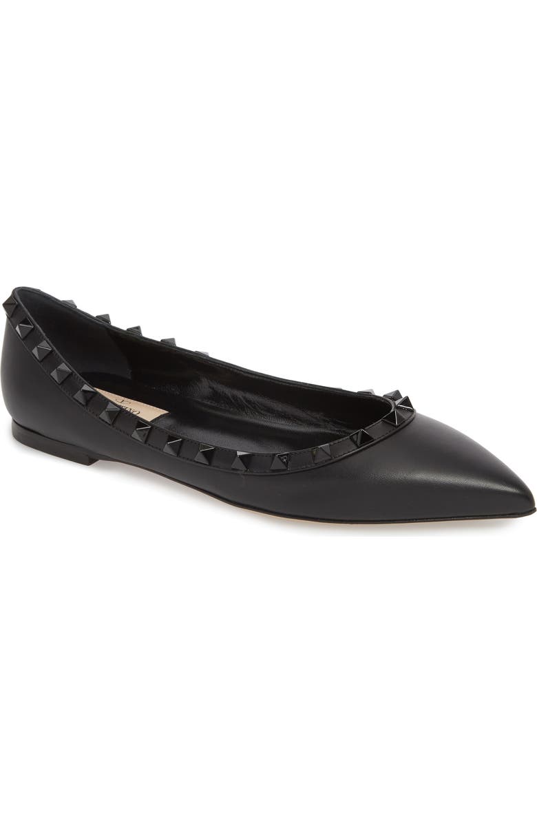 Valentino Garavani Rockstud Ballerina Flat, Main, color,