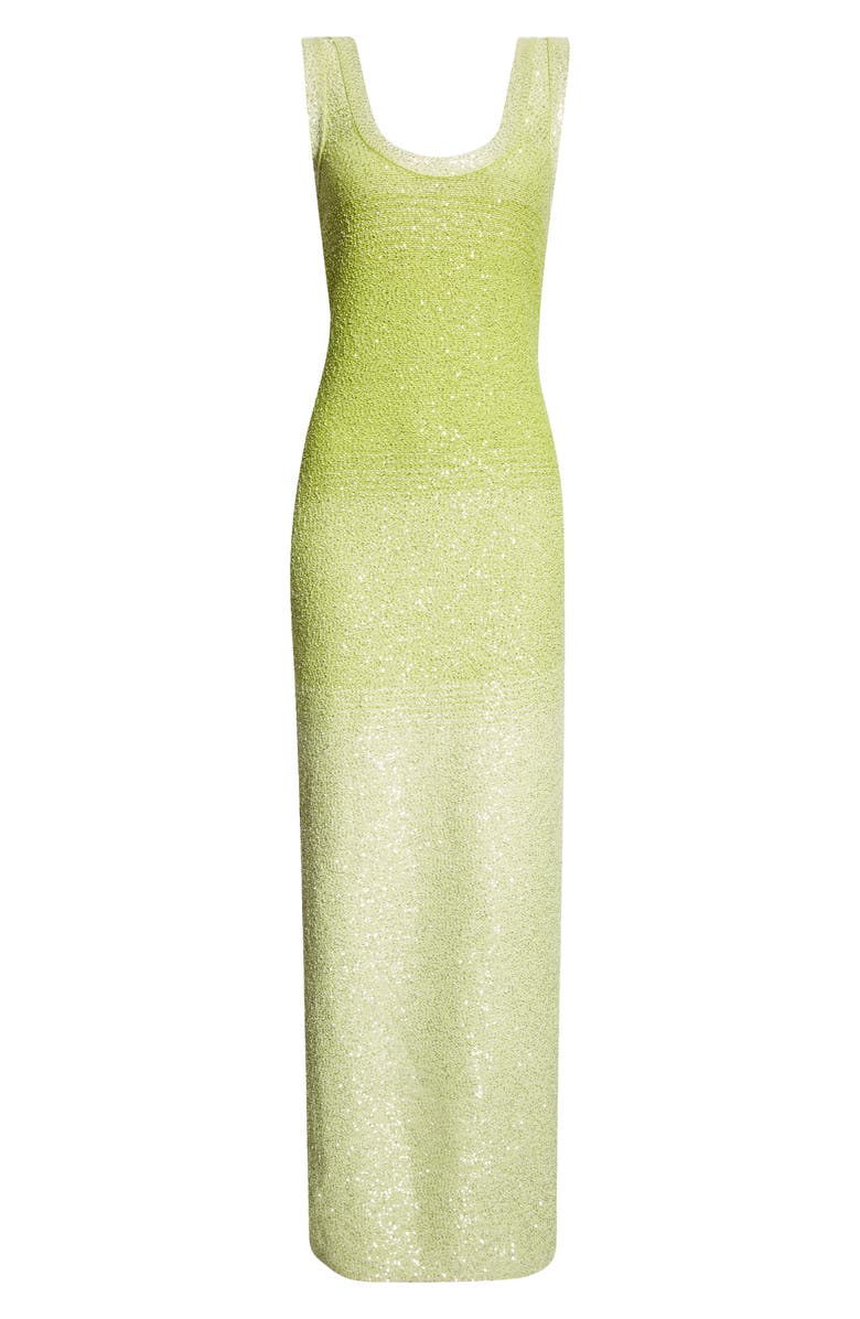 ST. JOHN Dégradé Sequin Stripe Body-Con Knit Dress, Alternate, color, Lemon Grass