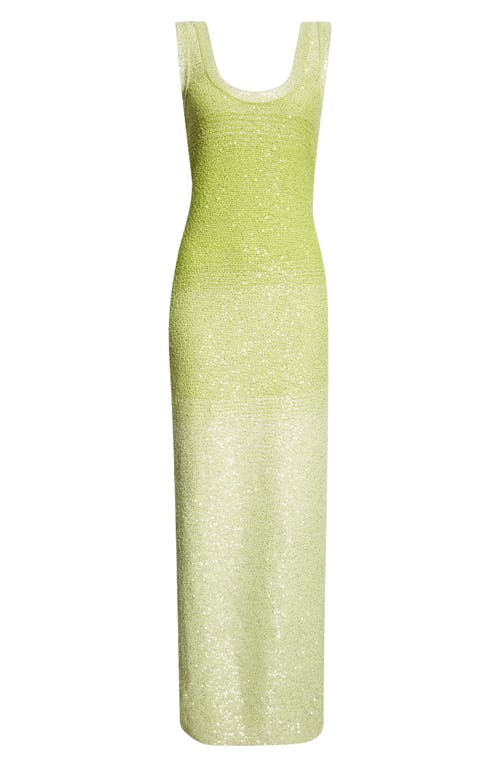 St John Sequin Knit Gown In Lemon Grass