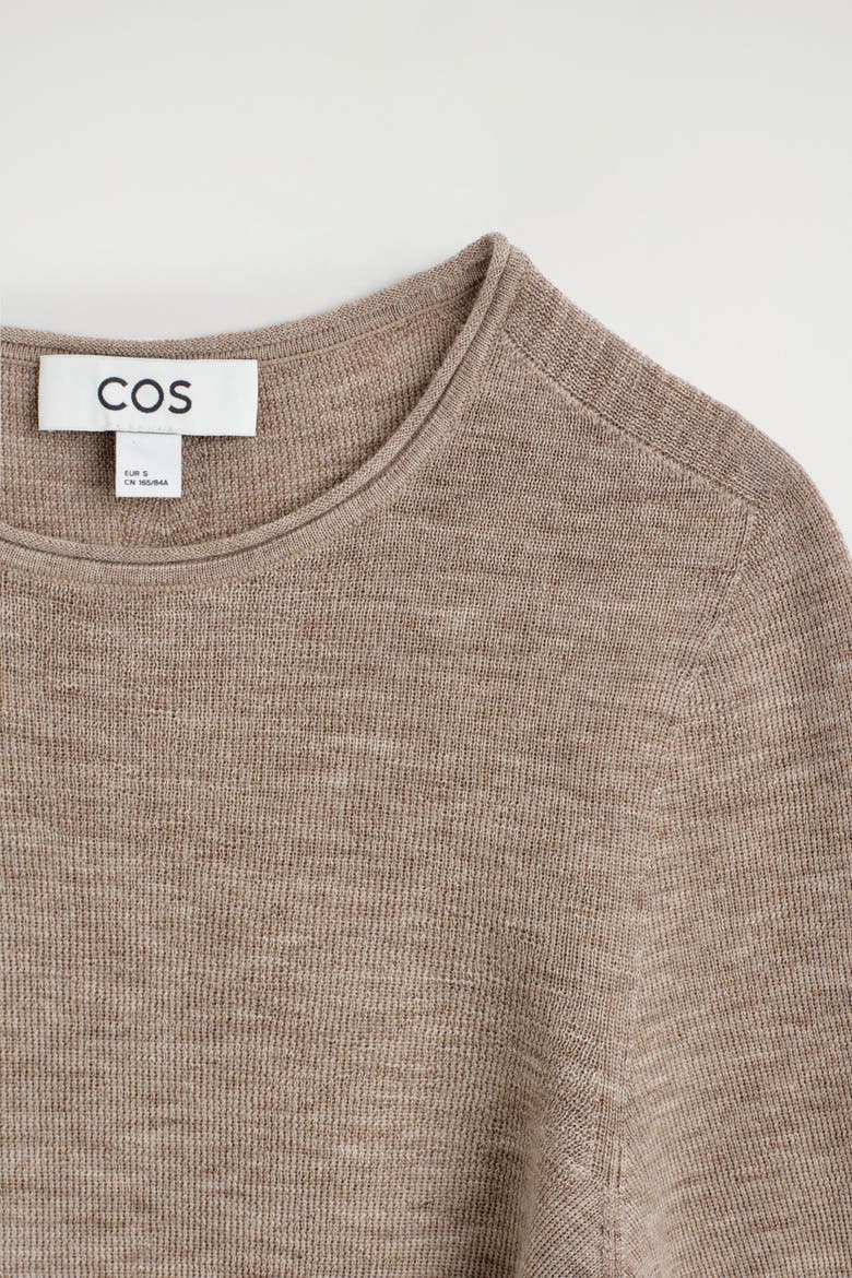 Seamless Merino Wool Long-Sleeved Top, Alternate, color, BEIGE MÉLANGE