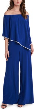 Chaus Overlay Off the Shoulder Jumpsuit