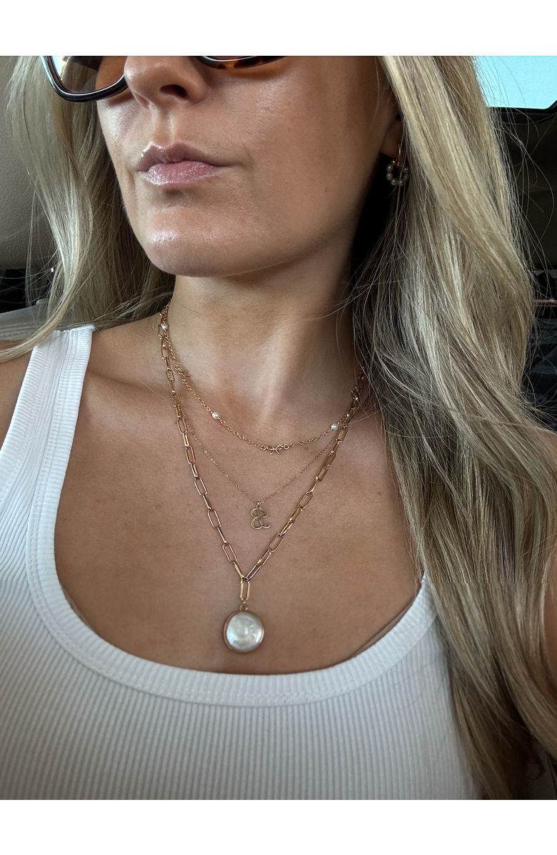 Set & Stones Gianna Initial Necklace, Alternate, color, Gold / E