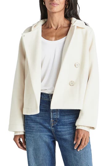 Splendid Jourdan Hooded Crop Knit Peacoat In White